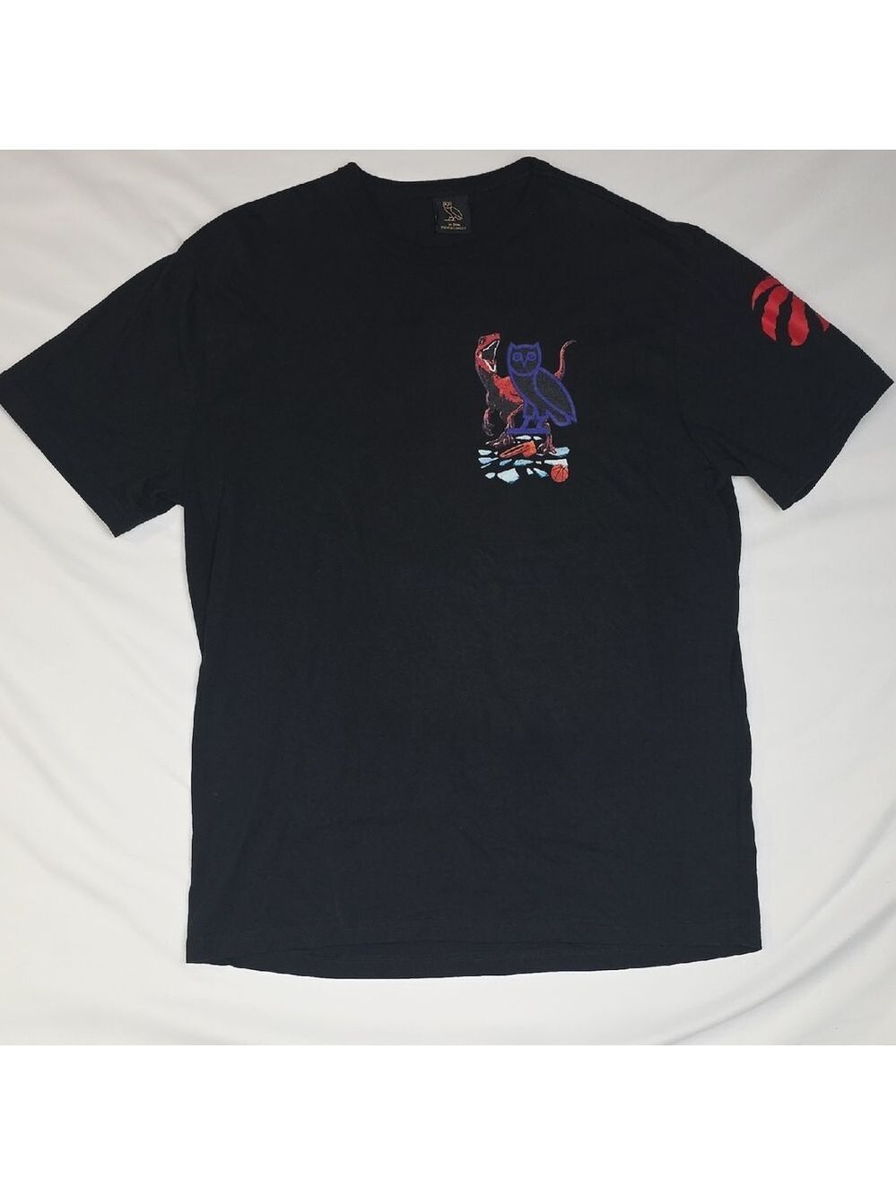 Ovo Black Short-Sleeve Graphic T-Shirt with Owl and Snake Design Medium
